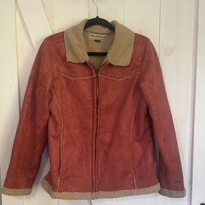Bit & Bridle Teddy Jacket with Tan Collar women’s size large